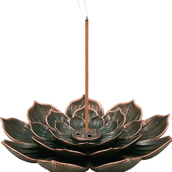 NILEVIBES Brass Lotus Flower Incense Sticks Holder 6Holes+Detachable Ash Catcher - Picture 1 of 10